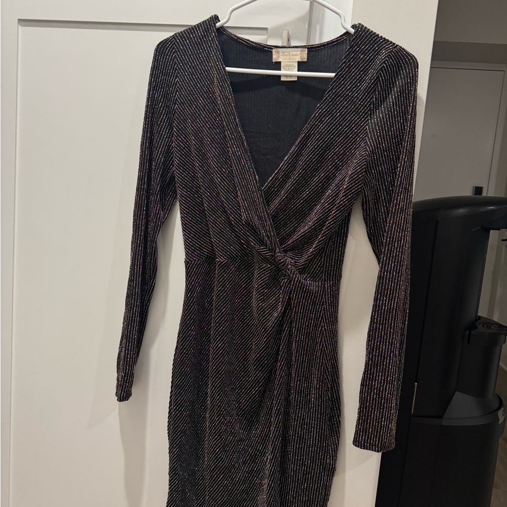 Altar'd State Black and Gold Long Sleeve Dress